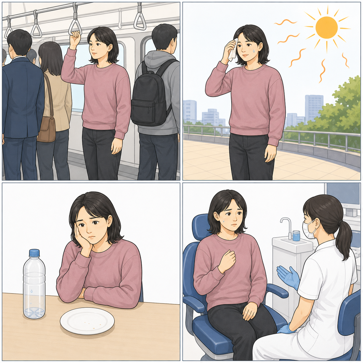 電車内の人混みで長時間立っている